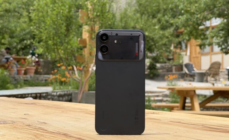 Nothing Phone 4b black variant with Glyph Bar and dual rear cameras